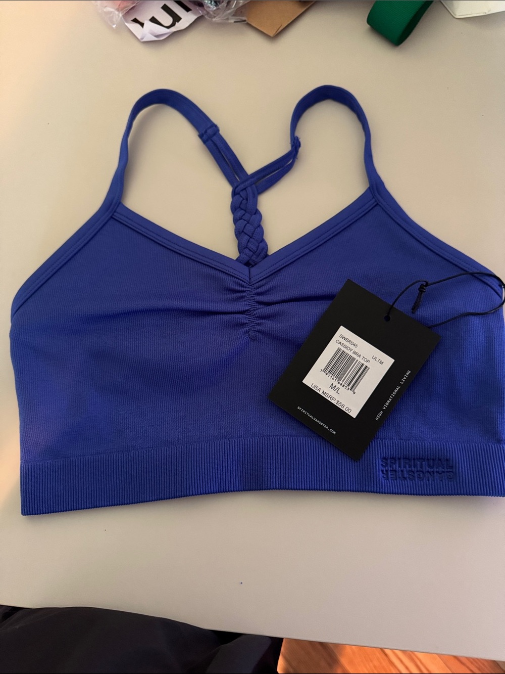 Spiritual Gangster Cassidy Bra Top in Cobalt Blue with Braided Back